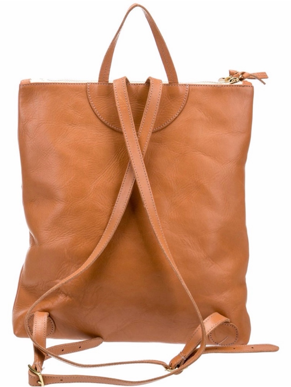 Clare V. Tan Perforated Leather Backpack Tote - Women's Convertible Bag - Picture 6 of 10